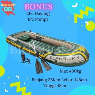 INTEX 68351 PERAHU KARET SEAHAWK 4 BOAT SET MUAT 4-5 ORANG PERAHU BANJIR PERAHU DARURAT PERAHU EVAKU
