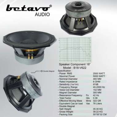 SPEAKER KOMPONEN BETAVO B18-V622 18 INCH PROFESSIONAL AUDIO Multivariasi Multicolor