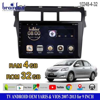 Brainbox TV Mobil OEM Toyota Yaris Vios 2007-2013 Android Headunit Tape Mobil Head Unit 4GB + 32GB