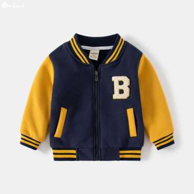 Jaket Varsity Baseball Anak Laki Laki Perempuan Terbaru Usia 1-16 Tahun Hitam Bisa Custom Request Sa