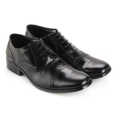 Marelli Sepatu Pantofel Formal Pria Tali Material Cow Leather Aksen Stitching Solomon - Black 41
