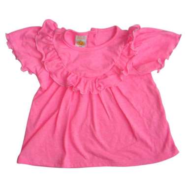 PLEU Blus Frill Polos Baju Atasan Anak Perempuan 2 Tahun Pink