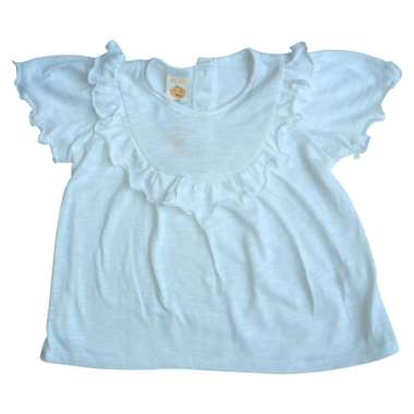 PLEU Blus Frill Polos Baju Atasan Anak Perempuan 3 Tahun Putih