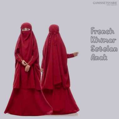 French Khimar Setelan Anak Gamis Syari Couple Ibu Anak Set Kerudung Jumbo Wolfis 1 Tahun - 12Tahun M