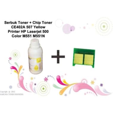 Serbuk Toner + Chip CE402A 507 Laserjet 500 Color M551 M551N Yellow Multicolor