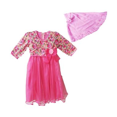 Baby Zakumi Flowers Gamis Muslim Anak - Pink