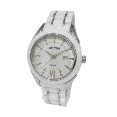 Rhythm Ceramic C1404T01 Jam Tangan Pria - White & Silver -