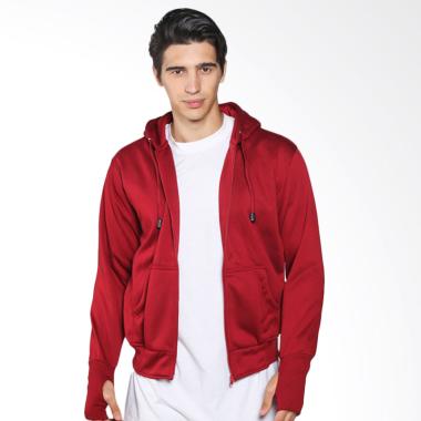 VM ZIP Polos Zipper Hoodie Korean Fleece Jaket - Merah Semua Ukuran Red