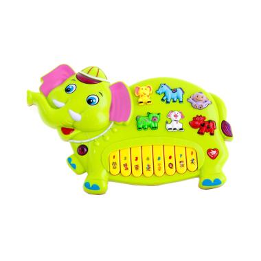 Momo 855-3A Electronic Organ Gajah Set Mainan Piano - Hijau
