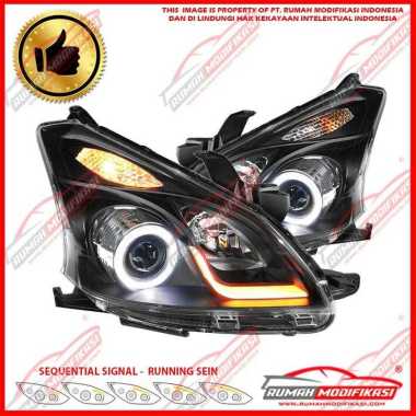 Lampu Depan Headlamp - Toyota Avanza 2012-2015 - Light Bar - Sequential - Led BLACK