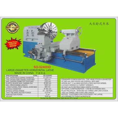 Mesin Bubut Besi Large Diameter Horizontal 1000mm Importir - SO5240HD