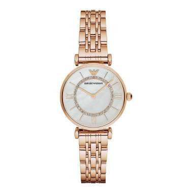 white and gold armani watch