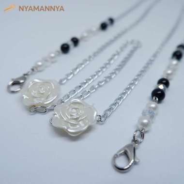 Kalung Masker 2in1 Hijab / Kalung Konektor / Kalung Masker Kait Rantai Hanging Series Silver