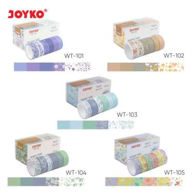 Washi Tape Pita Perekat Selotip Kertas Warna Joyko WT-101~105 WT-102