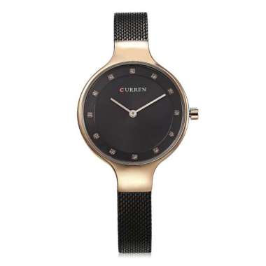 CURREN 9008 Jam Tangan Wanita Analog Stainless Steel Adjustable Clasp Hitam Rosegold