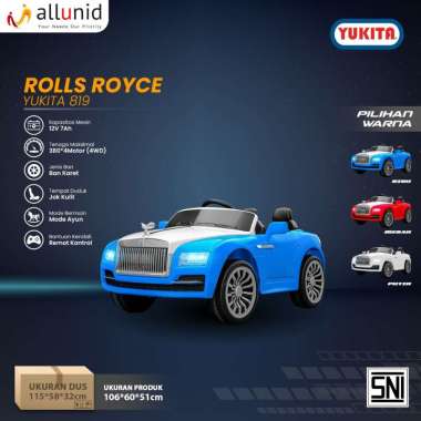Brecht Mainan Mobil Aki Anak Yukita 819 Rolls Royce Lisenced Hitam
