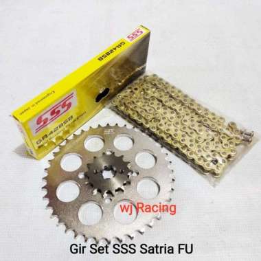 Gear Set SSS Satria FU + Rantai Gold SSS 428 Gold Chrome