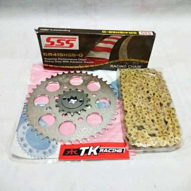 Gear Set TK Racing Satria FU 150 + Rantai SSS 415 HSBT Chrome