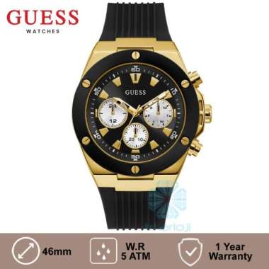GUESS GW0057G1 Original POSEIDON Jam Tangan Pria Analog BLack Gold BLack Gold