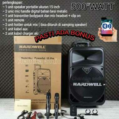 SPEAKER 15 INCH AKTIF HARDWELL POWER FULL 15 PRO ORIGINAL PORTABLE B0NUS STAND
