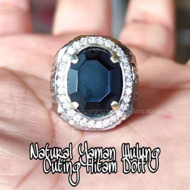 Cincin Batu Akik Natural Yaman Wulung Cuting Hitam Doff RING 7