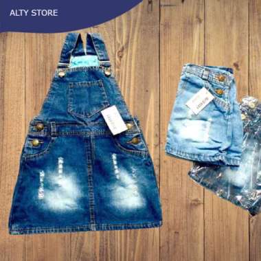 OVERALL ROK JEANS ANAK / OVERALL JEANS ANAK / OVERALL ROK RIPPED ANAK / DRESS JEANS ANAK / BAJU KODO