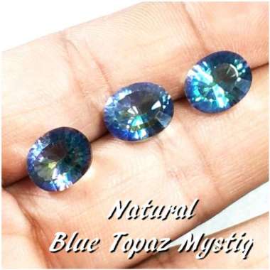 BATU PERMATA NATURAL MYSTIC MINI BLUE TOPAZ RAINBOW QUARTZ SUPER COLOR