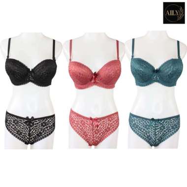 Aily NA21 Set Bra dan CD Wanita Lace - 1 set Navy 38C