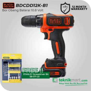 Black & Decker Cordless Drill / Bor Baterai 10.8V BDCDD12K WITH 68-071-23