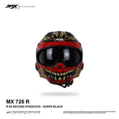Helm JPX Full Face Mx-726R - R06 Second Syndicate L Black Doff