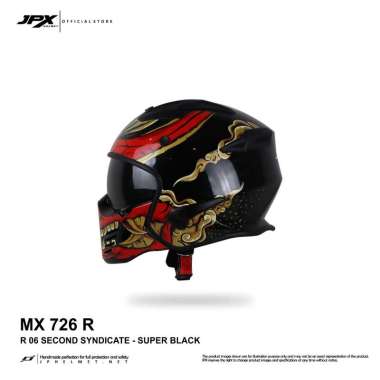 Helm JPX Full Face Mx-726R - R06 Second Syndicate L Super Black