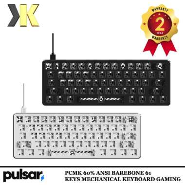PULSAR PCMK 60% ANSI BAREBONE 61 KEYS MECHANICAL KEYBOARD GAMING Putih
