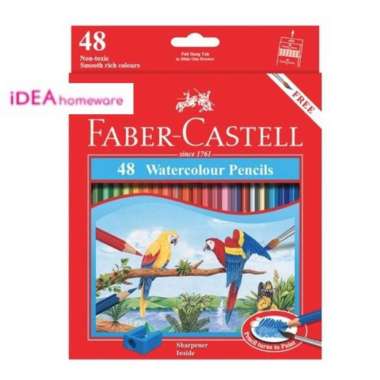 Pensil Warna Watercolor 48 Warna Faber Castell Pencil Cat Air + Kuas Multicolor