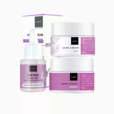 PAKET 3in1 SCARLETT WHITENING ACNE SERIES Scarlett Acne Serum + Scarlett Acne Day & Night