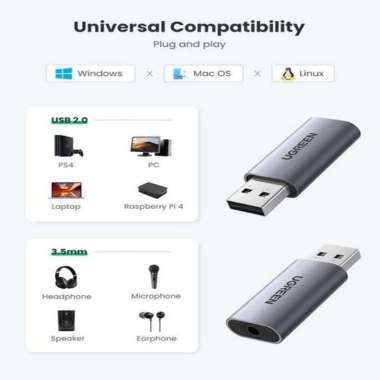 Ugreen 80864 Adapter Audio Converter USB 2.0 To Jack 3.5mm