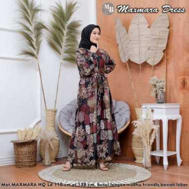 Maxmara Dress - Gamis Terbaru Maxmara Lux  Premium Dress Wanita Lengan Panjang Maxi Dress Kekinian L
