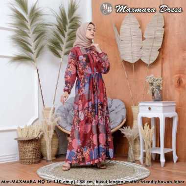 Maxmara Dress - Gamis Terbaru Maxmara Lux  Premium Dress Wanita Lengan Panjang Maxi Dress Kekinian L