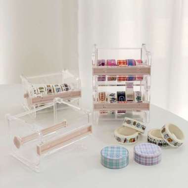 Dispenser Washi Tape Masking Kotak Tempat Alat Pemotong Selotip DIY - Hijau 100 % ORIGINAL Multicolor