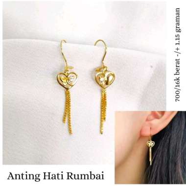Anting Hati Rumbai Butterfly Elegant Emas Asli