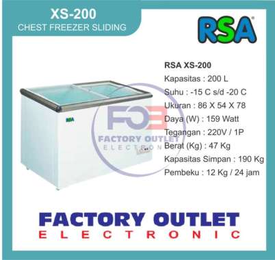 RSA GEA GETRA XS 200 CHEST FREEZER BOX SLIDING 200 L ONLY TANGERANG