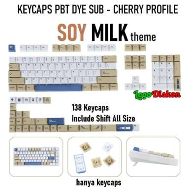 Keycaps Pbt Dye Sub Cherry Profile - Soy Milk Theme ENGLISH