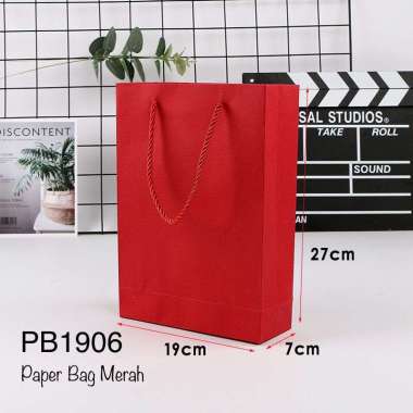 Paper Bag Polos PB19| Tas Mika| Tas Kertas| Kado| Kantong| Goodie Bag PB1906 MERAH