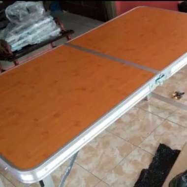Meja Lipat Koper Kaki Kotak + 4 Kursi Cokelat
