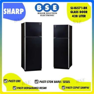 KULKAS SHARP 2 PINTU BLACK SJIG571PGBK | SJ-IG571PG-BK 428L INVERTER