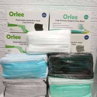 Masker ORLEE Medis Earloop Surgical Face Mask dan Disposable Protective mask HITAM