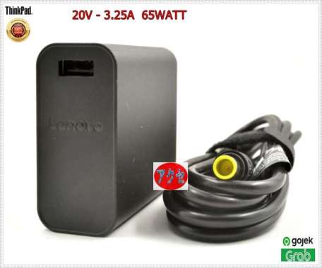 Adaptor Portable Charger Laptop Lenovo Thinkpad 65Watt Bulat Original