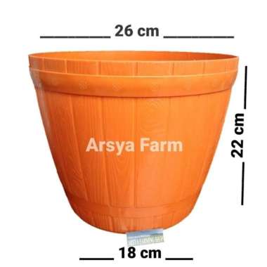 Pot Bunga Motif Gentong 32 Cm Orange