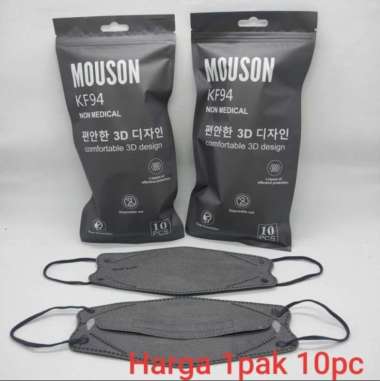 Masker Mouson KF94 Warna Hitam Putih Abu Biru Merah Love ABU