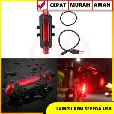 LAMPU LED BELAKANG SEPEDA CHARGER USB 5 LED TAIL LIGHT LAMPU REM LED