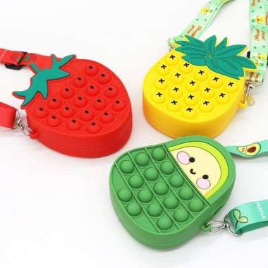 FRUITY POP IT BAG buah tas lucu its viral bubble tiktok selempang Strawberry